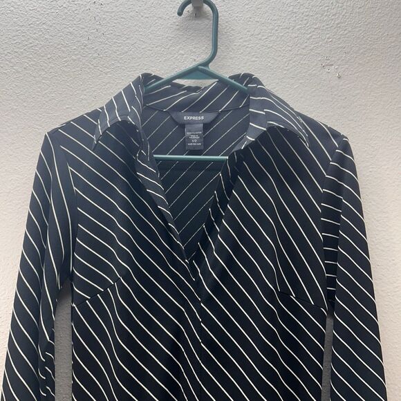 Vintage Express Dress SZ XS Striped Preppy Grunge 90s Y2K Academia Classy - Picture 2 of 8
